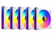 Kabinet Køler - DUTZO INF 120 PWM ARGB Reverse (5-pack) - Kabinet køler - 120mm - Hvid med RGB LED lys - 28 dBA - 8501027